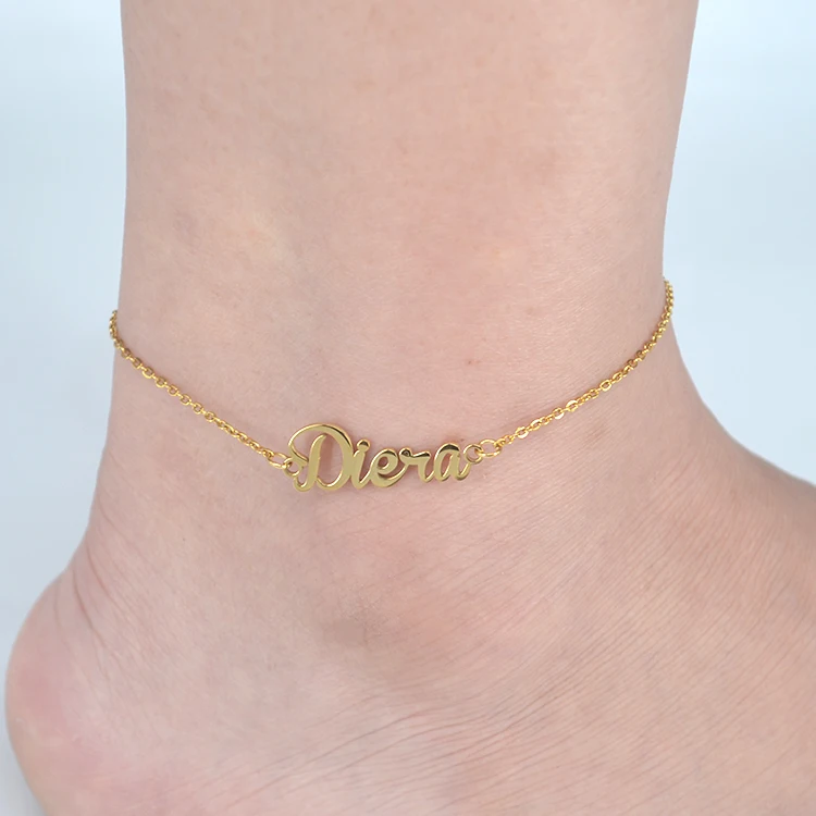 Customized Stainless Steel 18K Gold Plated Personalised Anklet