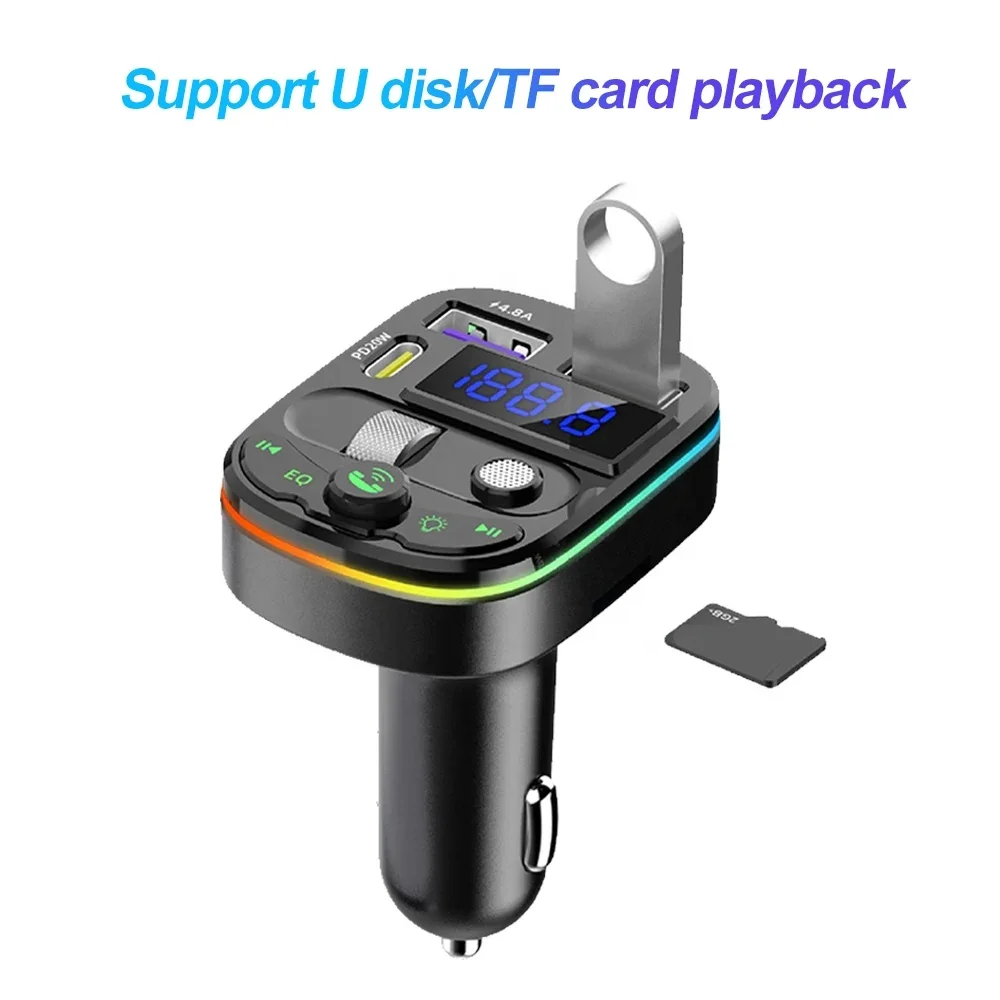 PD20W Bluetooth FM Transmitter Handsfree Car Radio Modulator MP3 Player Dual USB 4.8A Fast Charge Adapter for Car Support TF car