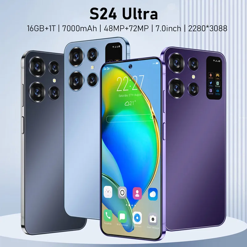 Оригинальный смартфон S24 Ultra 7 дюймов 16G + 1TB с 3g & 4g 5g сеть двумя Sim Android 13 0 телефон