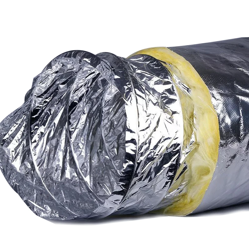 100mm 300mm Diameter Aluminum Foil faced fiberglass duct insulation HVAC insulated flexible duct