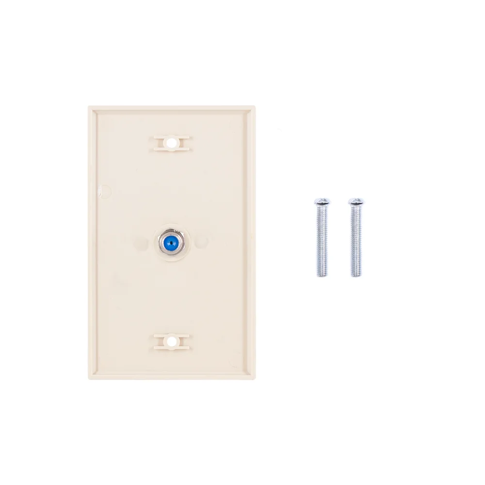 WHITE COAXIAL WALL PLATE PERFECT VISION SINGLE OUTLET F81 CONNECTOR 3 GHZ