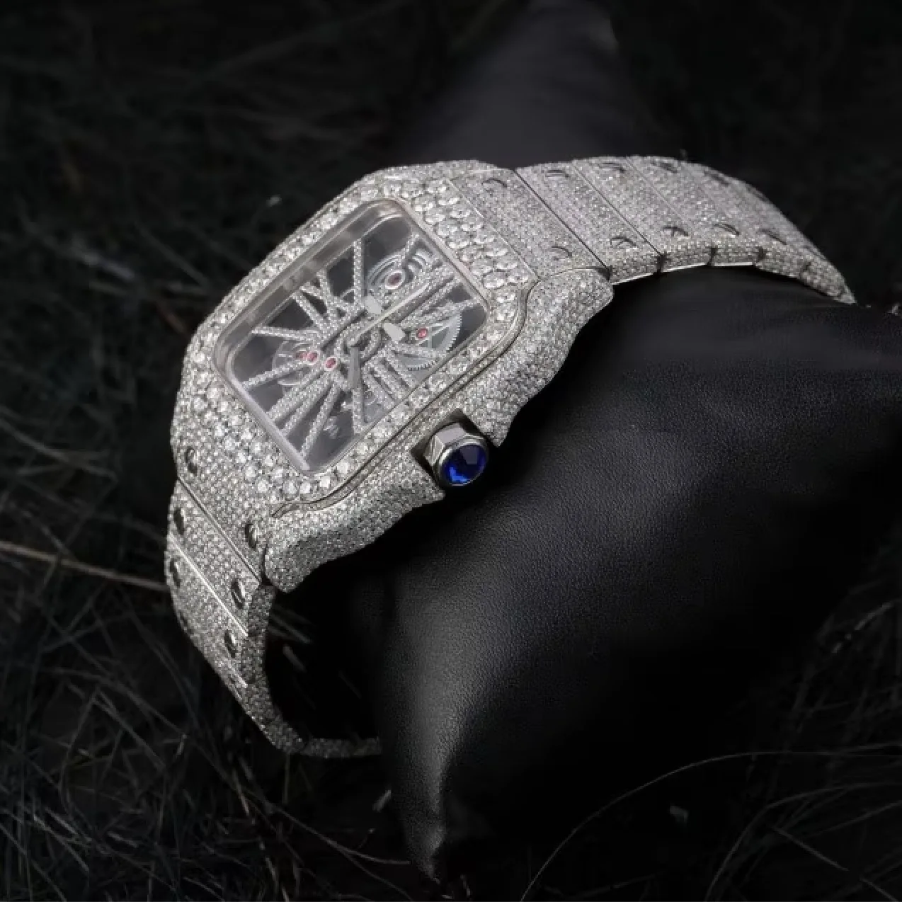 Часы с бриллиантами blingbling vvs moissanite 2024 в стиле хип-хоп роскошные часы со льдом наручные для мужчин