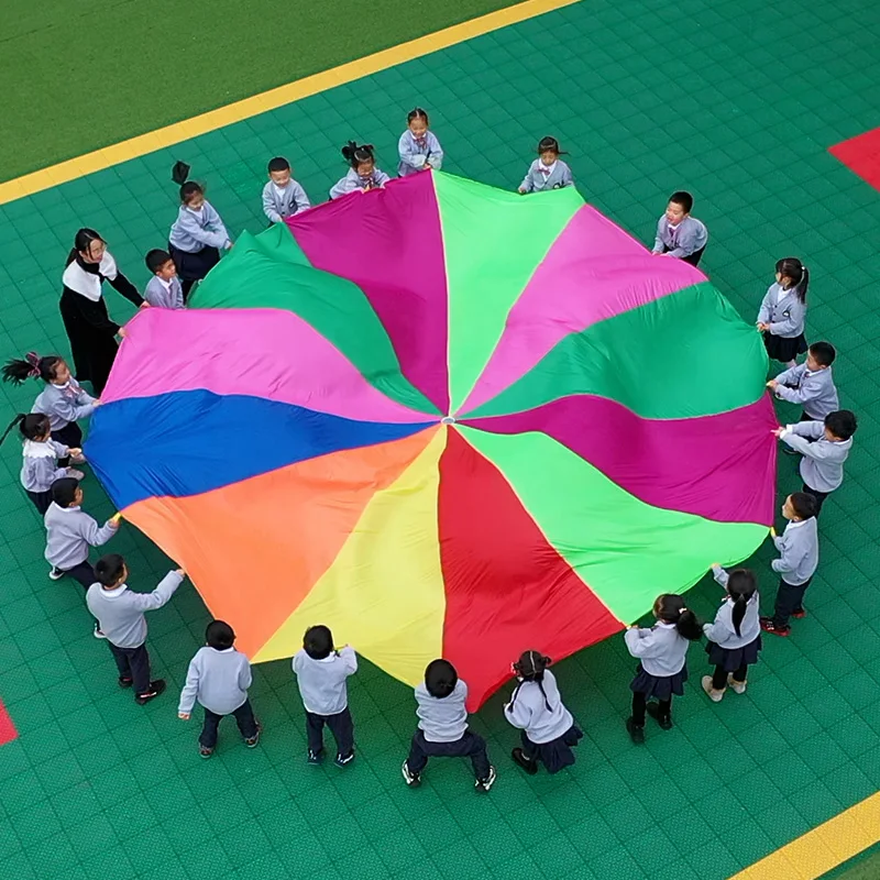 Outdoor Kid Play Parachute Colorful Rainbow Big Parachute Toy12ft With 8 Handles 20ft 16handles