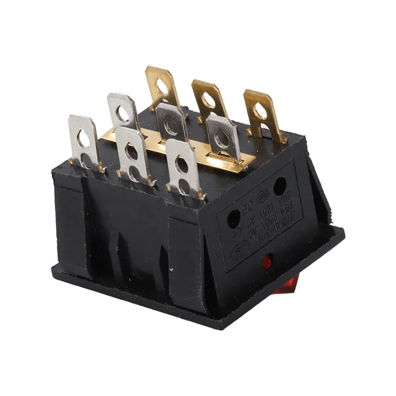 Hot Sale KCD9 boat type switch 9 pin three buttons warped plate power switch 15A 250V rocker switch red with lamp three buttons
