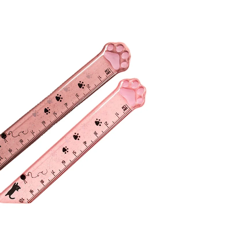 Cat claw ruler 15cm student creative stationery measuring ruler high value cat claw transparent plastic ruler spot wholesale