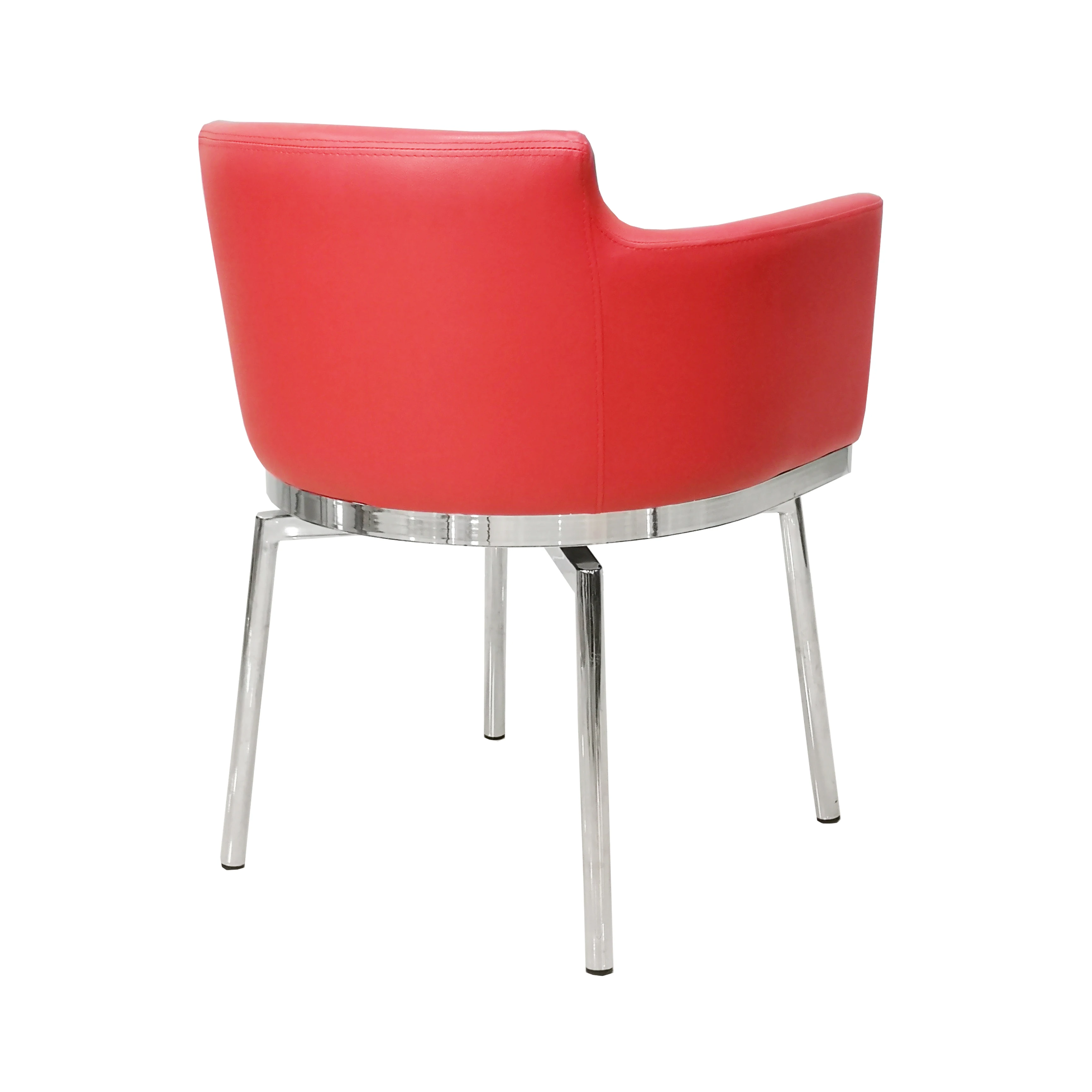 Nordic cushioned dining chair with metal legs steel and leather dining chair