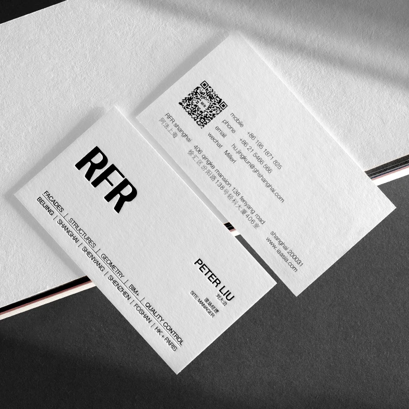 Wholesale 600gsm luxury personalizes Custom embossed Letterpress Printed Calling Cards for small business