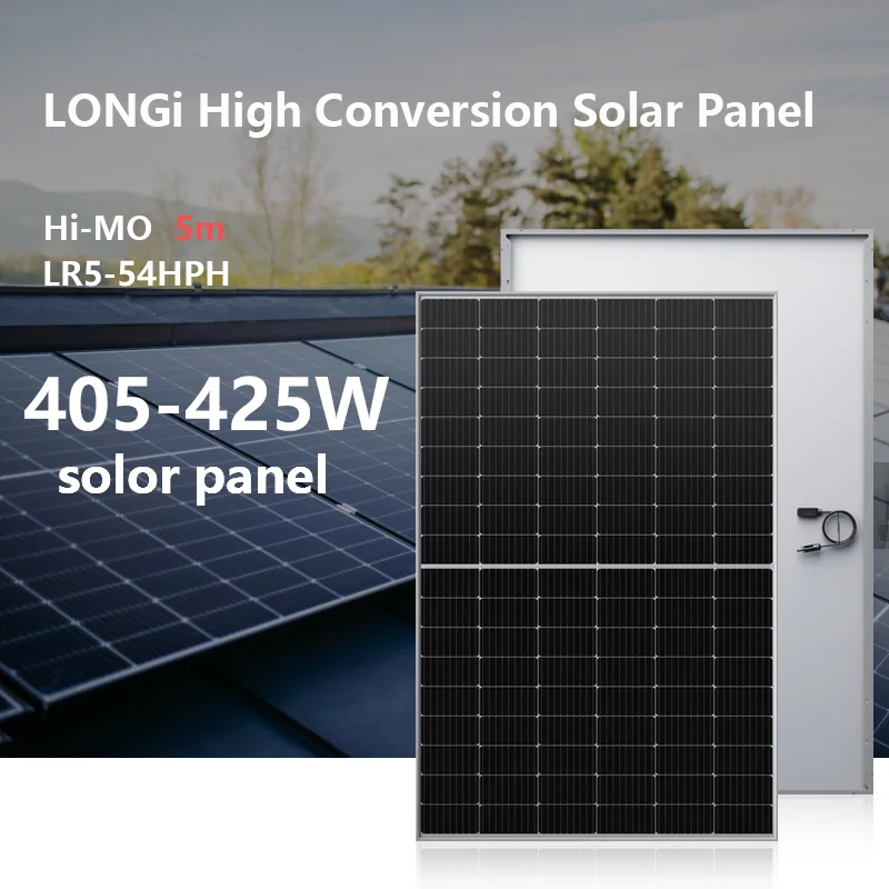 Home Solar System LONGi Solar Photovoltaic Panel Solar Panel 405W 400W 420W 425W  Dual Glass Solar Power Photovoltaic  Plate