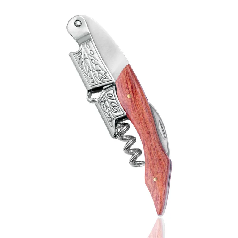 High Quality Wine bottle opener grape leaf pattern multi-function bottle opener rosewood spot wholesale bottle opener