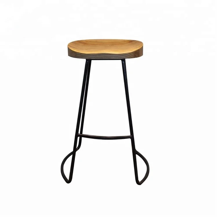 SM-1090W Vintage Tractor Bar Stool Retro Barstool Industrial Dining Chairs 65cm Wood