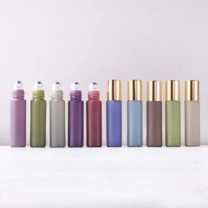 oil containers lipgloss bottles lip gloss tubes small size morandi color 5ml 10ml glass bottle with stainless roller ball