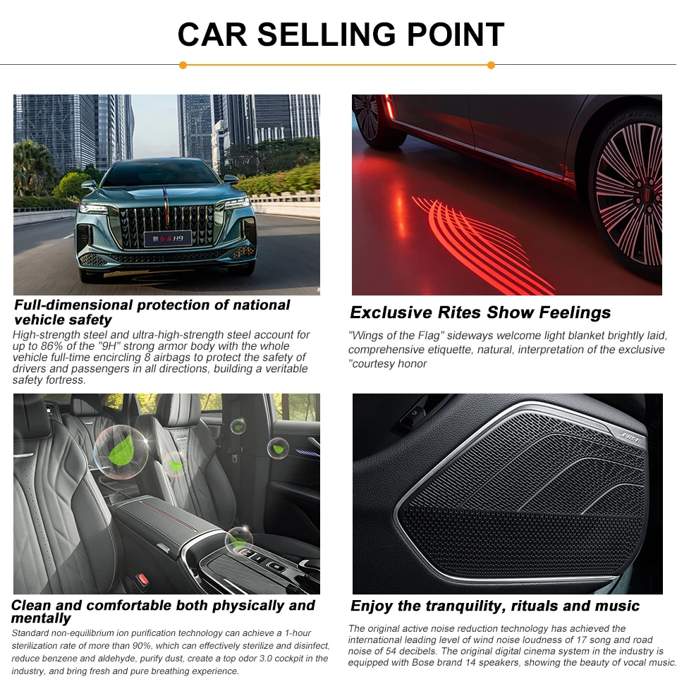China Car Sale Hongqi H9 2023 2024 Hybrid Electric Gasoline Car Deposit Luxury Hongqi H9 New Used New Energy Vehicles For Adult