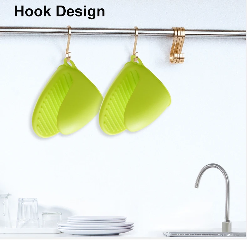 Custom Logo Heat Resistant Kitchen Oven Mitts Microwave Silicone Rubber Baking Gloves