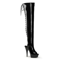15cm high boots with knee-high boots clubs Cosplay pole dancing shoes boots After fine hairtail mouth high knee-high boots