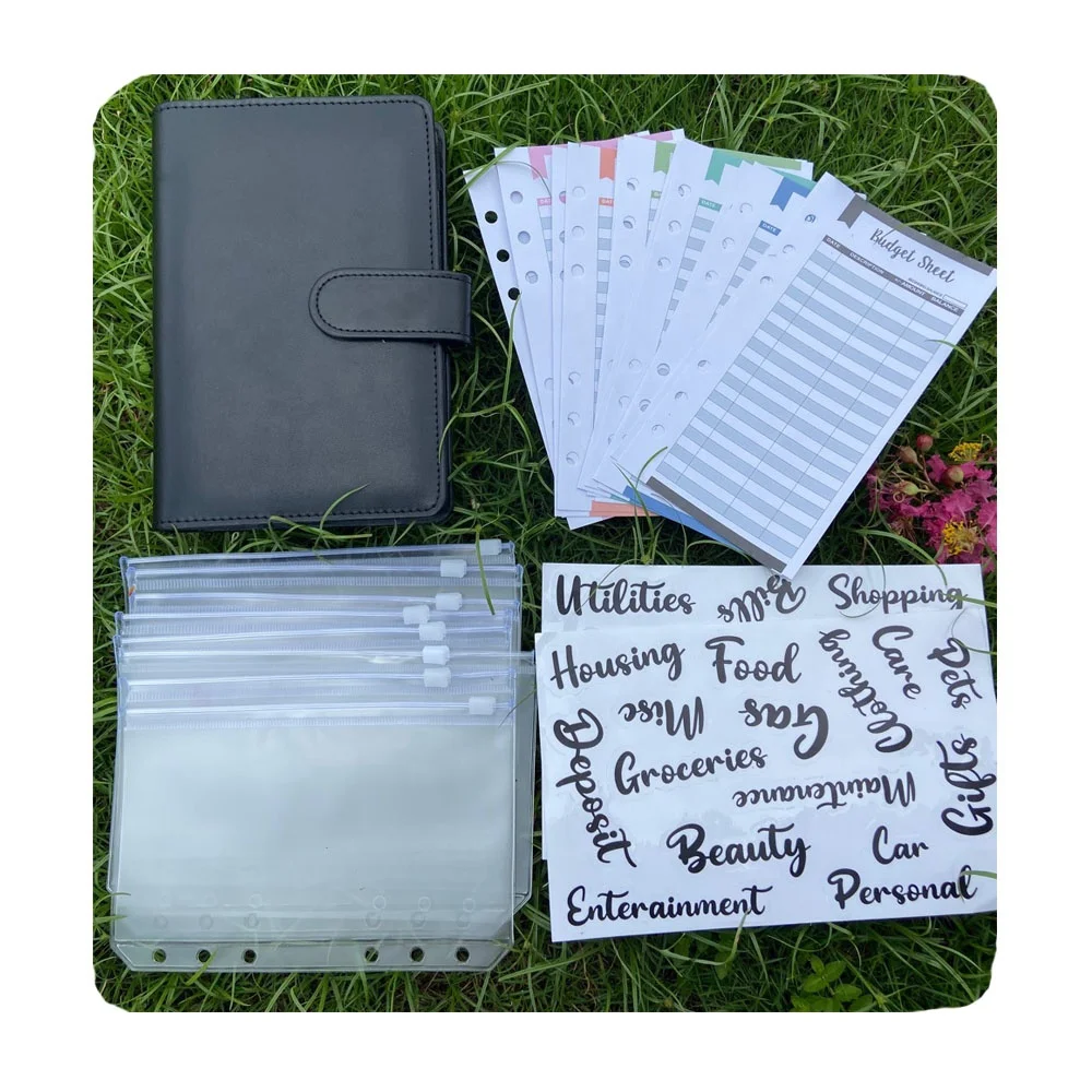 Оптовая продажа по индивидуальному заказу, набор бюджетных переплетных средств для системы конвертов для наличных денег, планировщики с бюджетными листами и наклейками на этикетках