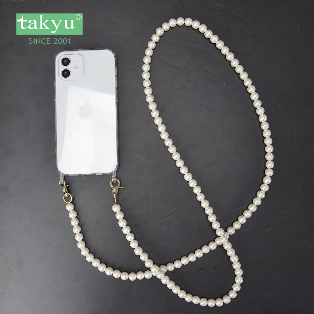 Factory wholesale Fashion Acrylic Beads Handmade pearl beads phone strap chain for Mobile Phone