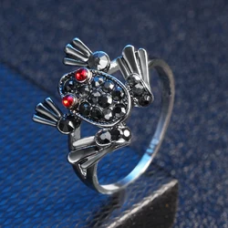 HPXmas New Designed Unisex Gold Silver Color Frog Shape Personalized Rings With Zircon Crystal For Men Gift