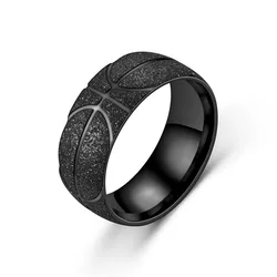Модное мужское кольцо 2021 ювелирные изделия из нержавеющей стали трех цветов матовое Спортивное в форме баскетбола