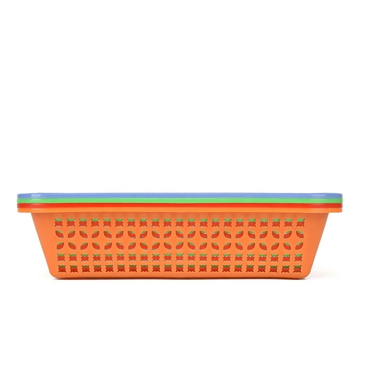 Hot Sell Rectangular Plastic Food Storage Kitchen Strainer with Holes