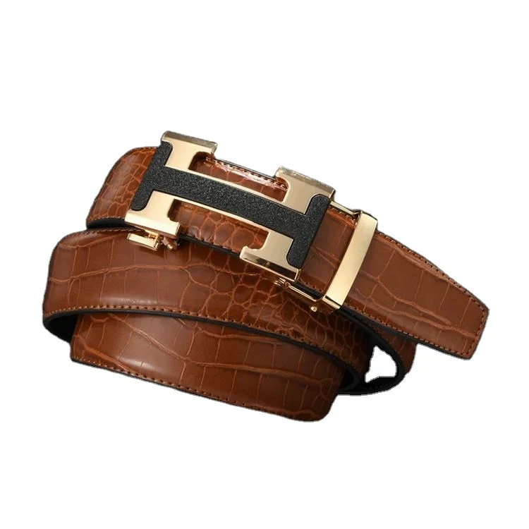 Charming Alligator Belly Print Leather Belt Hot Style Automatic Buckle Crocodile Belt For Men