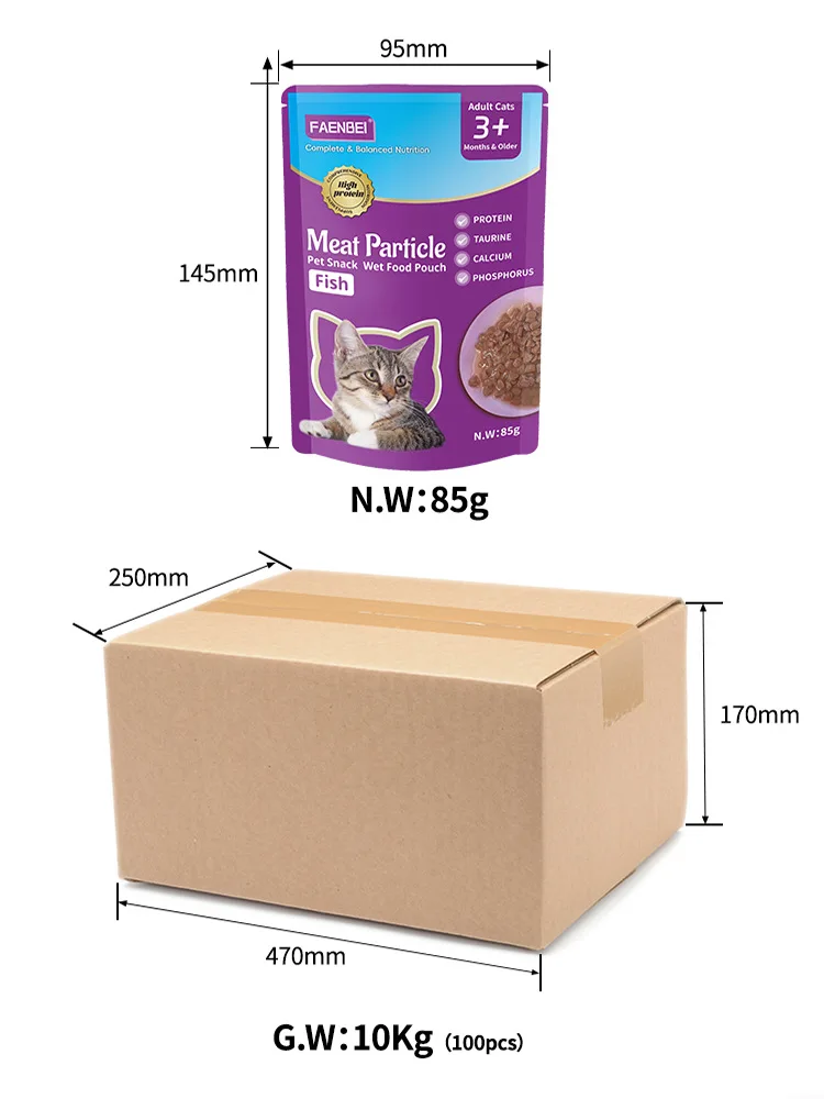 Premium Quality Wet Cat Food Beef Chicken Fish Granule Form Snack Meat Cats Premium Packaging Beef Chicken Fish Wet Cat Snacks