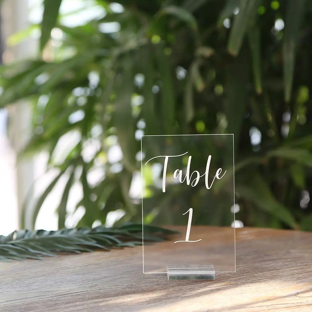 Clear Place Card  Sign Holders Acrylic Table Numbers  Display Stands with Card Slot  for Wedding  Table Number
