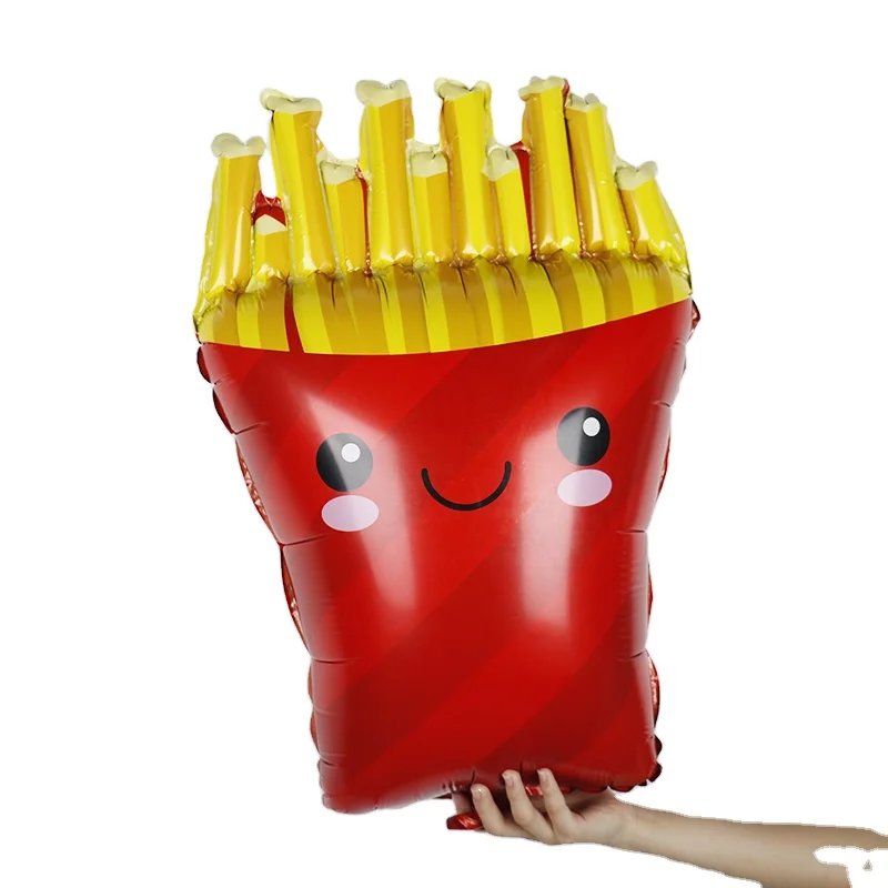 High-quality French Fries Foil Balloons Fast Food Birthday Party Decoration Donut Pizza Ballon Cartoon Hamburger Kids Gift Toy