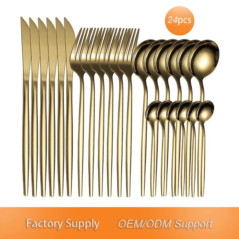 Stainless Steel Flatware 24 pieces Cutlery Set With Customizable Packaging