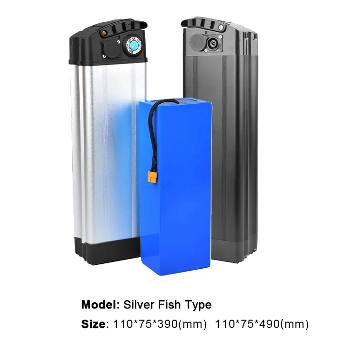 Rechargeable Silver Fish Electric Bike Bicycle Battery 36v 48v 52V 10ah lithium ion ebike battery Scooter with bms