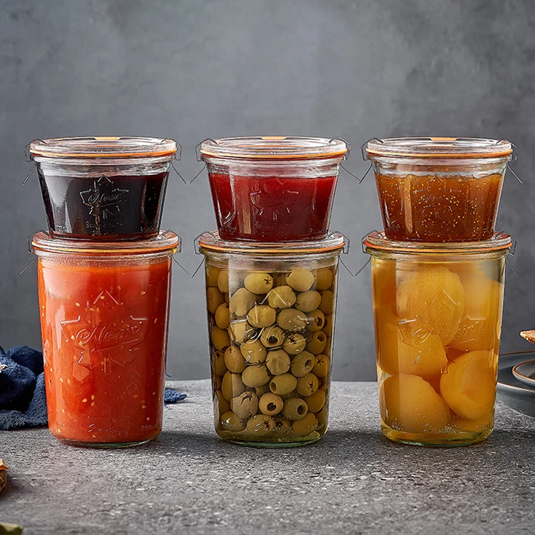 350ml 800ml Airtight Glass Canning Jars With Glass Rubber Seal Lid And Clamps