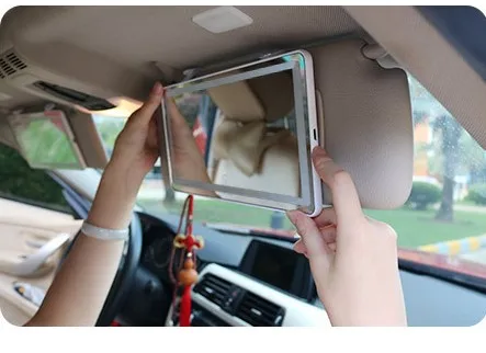 Car Visor Cosmetic Mirror Custom Logo Adjustable Led Car Vanity Visor Makeup Cosmetic Mirror With LE