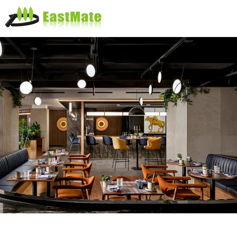 Chinese style Retro Cafeteria Restaurant Bar Furniture Upholstery Dining Chair Booth Furniture