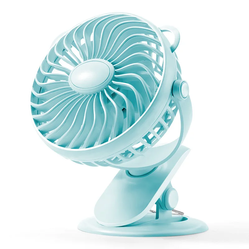 Mini Mute Clip Fan Rechargeable Silent 4 Blades Baby Stroller Fans Portable Air Cooling 3 Speeds Desk USB Fan