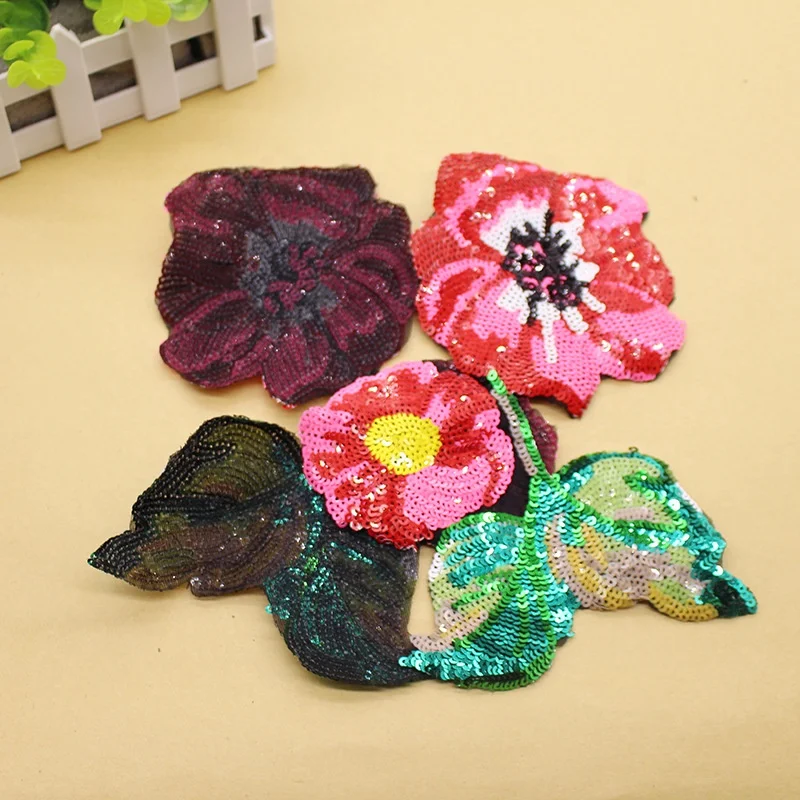 
Wholesale Stock High Quality Fashion Sequin Lace Flower Embroidery Applique 3d 