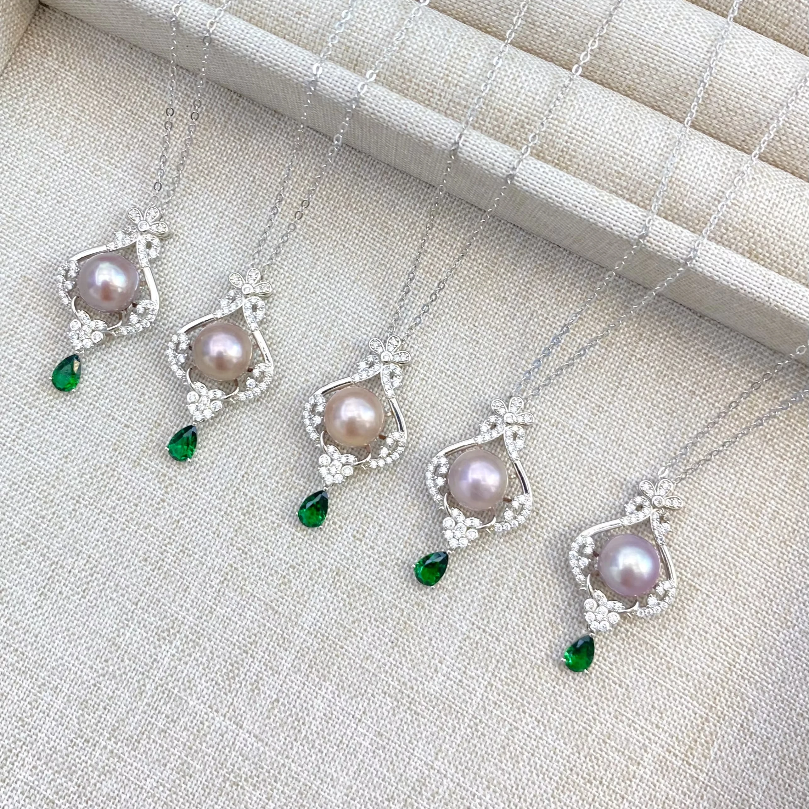 S925 Silver Accessories Fresh Water Nude Purple Palace Retro Pearl Pendant with Perfect Round Surface