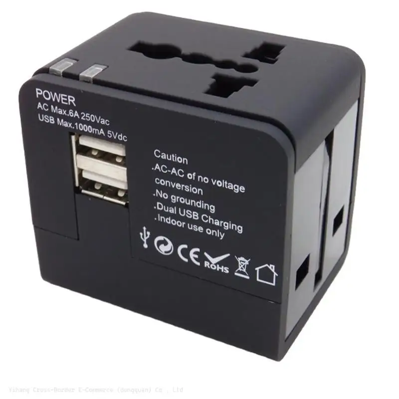 Hot Sale Universal travel adapter international wall socket 2 usb usb multi plug adaptor
