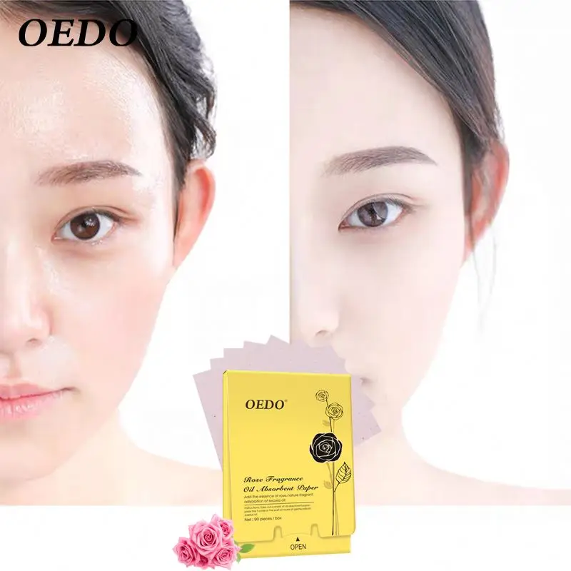  OEDO 90Pcs Rose Fragrance Oil Absorbent Paper Portable Efficient Refresh Absorbing Facial