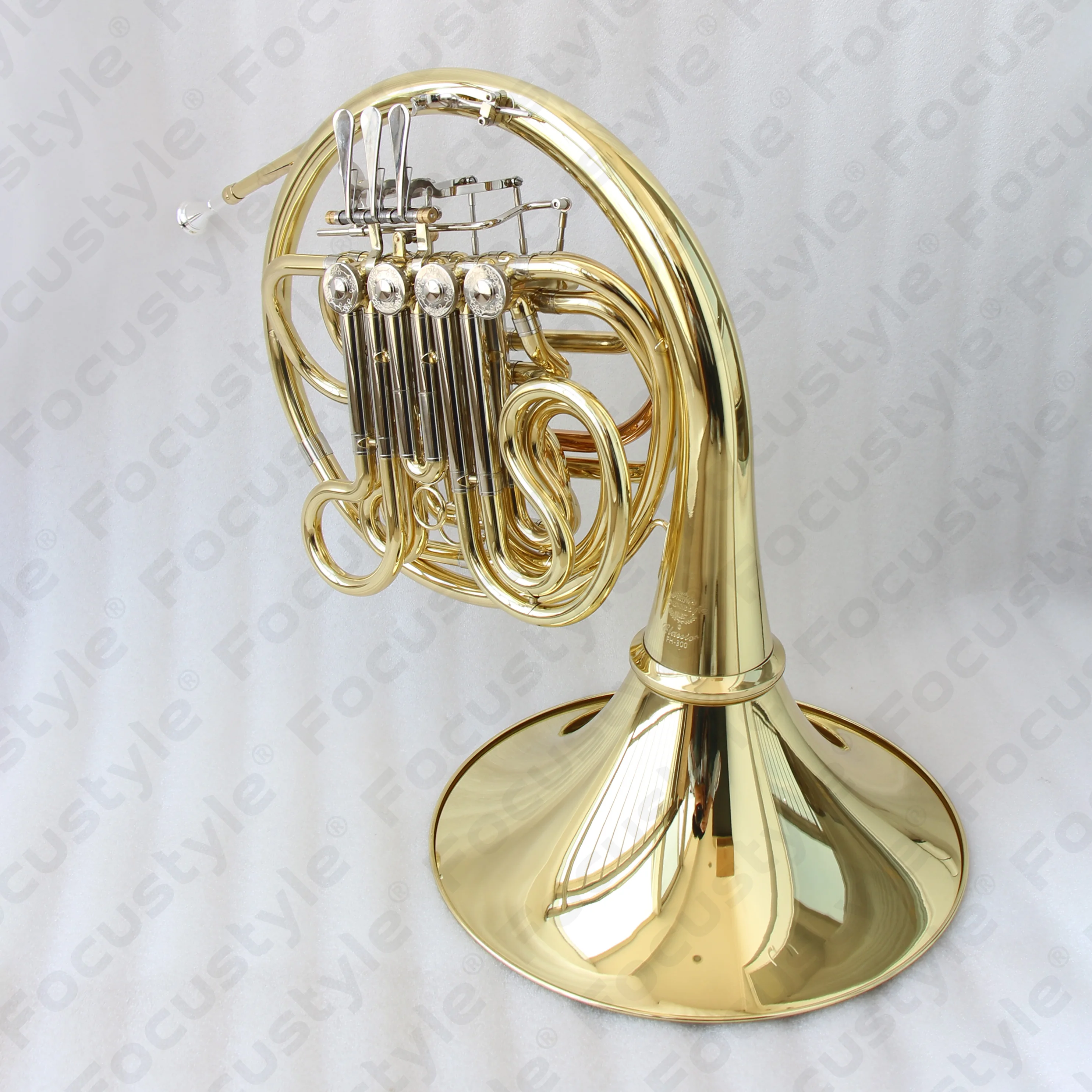 OEM Cheap High Quality Gold Lacquer Marching Instrument FFH-300 French Horn Brass Double French Horn