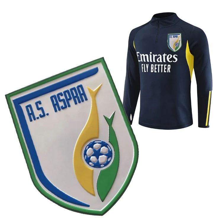Custom Transfer Label Eco-Friendly New Design Iron on 3d Football logo TPU Rubber logo 3d Silicone Embossed Garment Patch