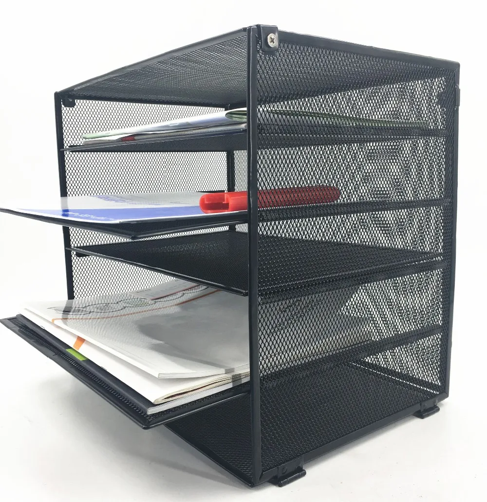 5 tiers  office products  metal  mesh  wire pencil holder Desk  File Organizer  for Office school