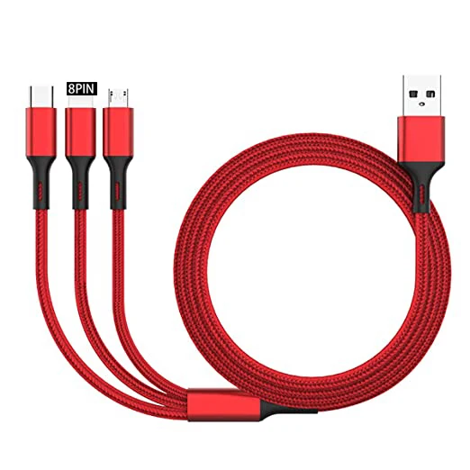 Free Sample 3 in1 USB Cable Lighting Type C Micro USB Fast Charger Charging Cable For Android phone Type C xiaomi huawei ipone