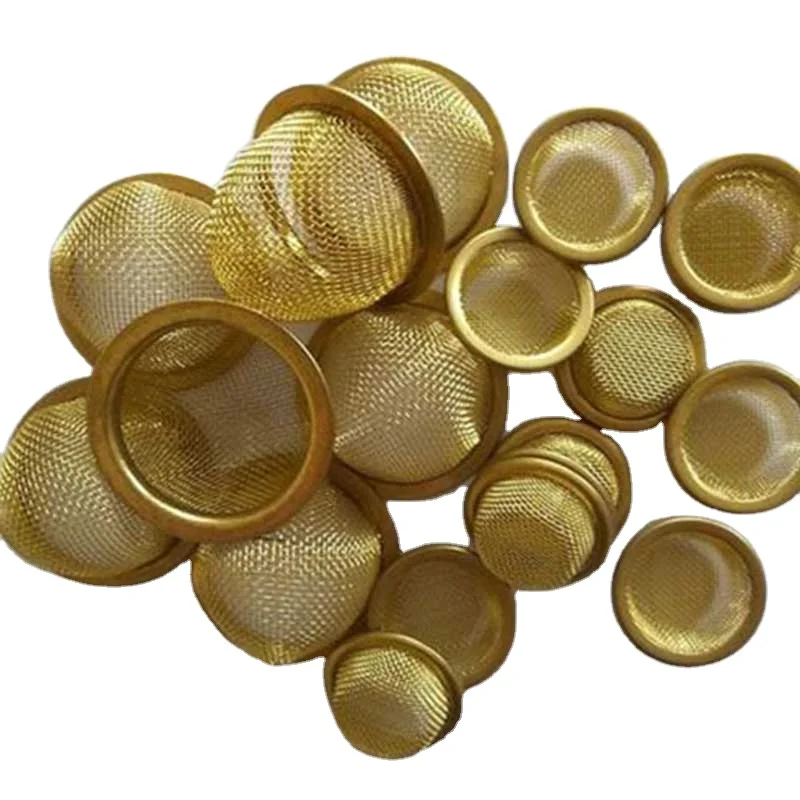 Custom 150 micron brass fuel mesh cap filter Mini Rimmed Dome copper screen mesh cap