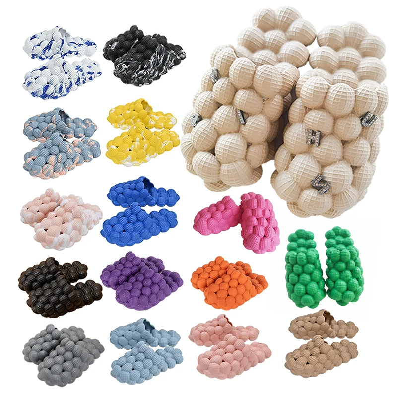 2022 Dropshiping High Quality Women marble bubble slipper alphabet charm 26 colors Green Cloud Bubble-Slippers Tan Bubble Slides