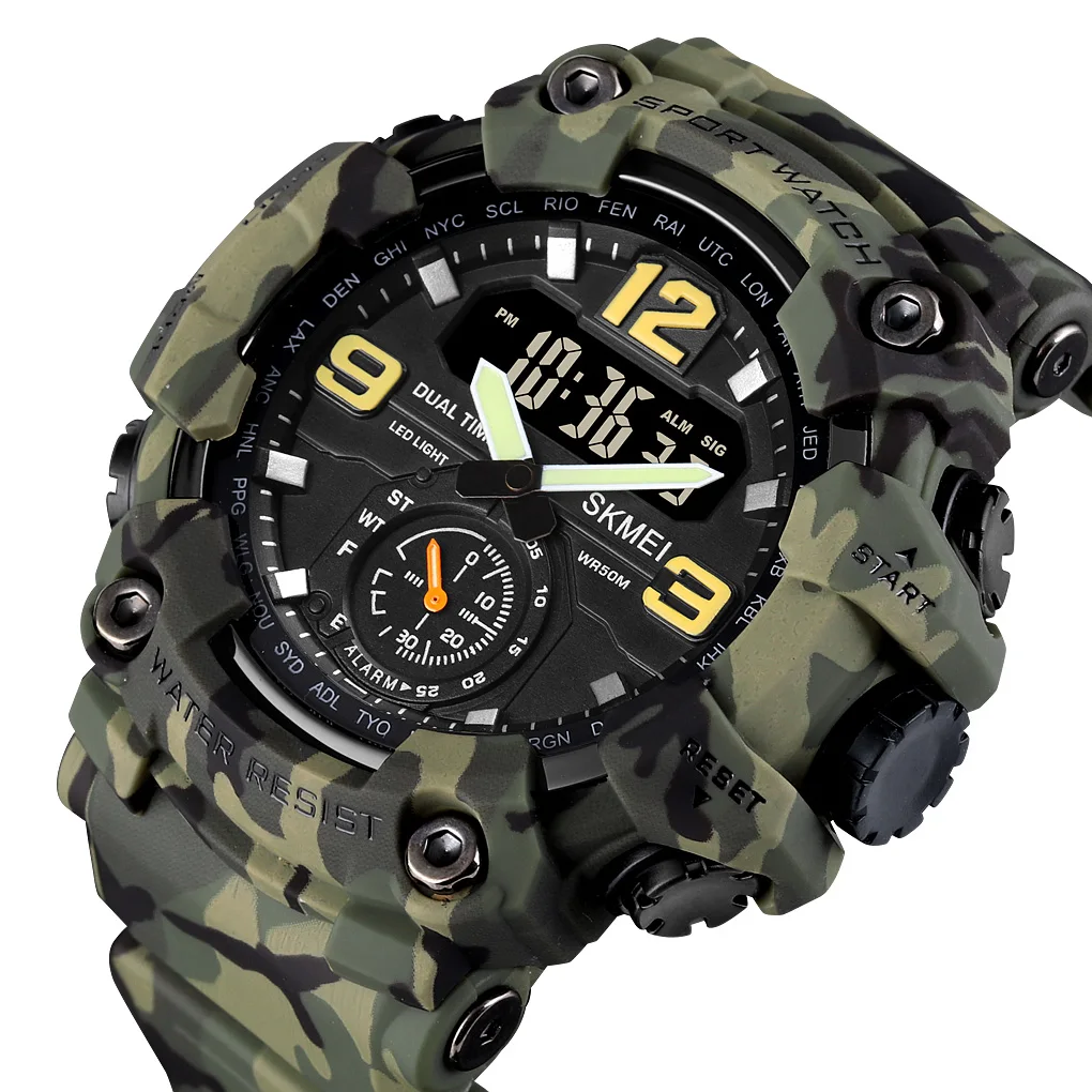 SKMEI 1637 Mens Sport Analog Digital Wristwatch Japan Movement 5ATM Waterproof import watches