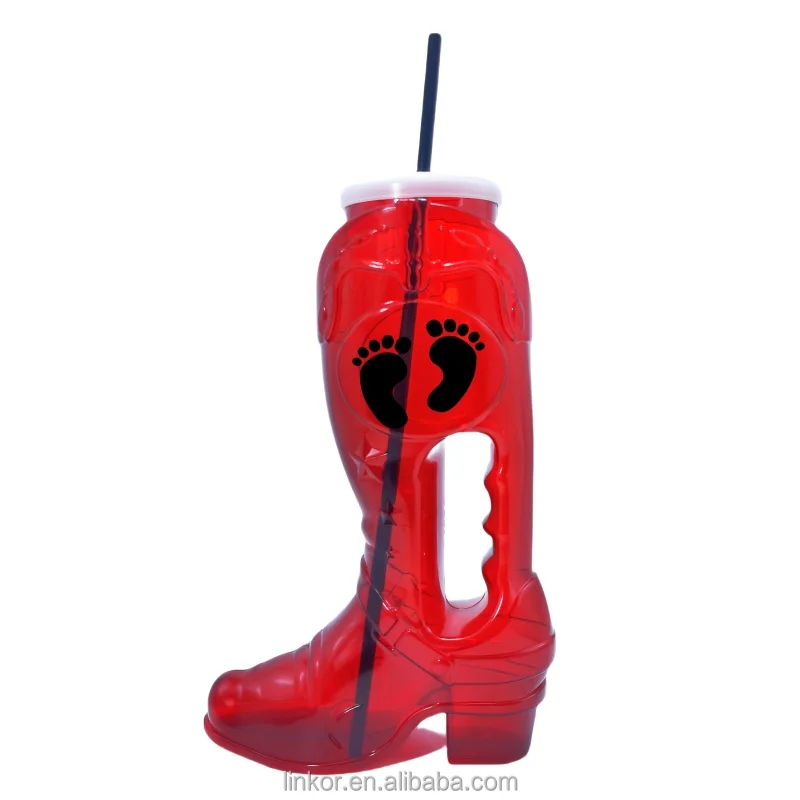 The competitive price of plastic has produced 1L large capacity boot shaped glass beer cups and boot shaped beer boots glass