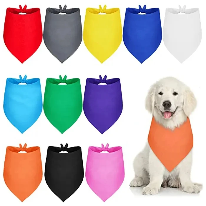 Wholesale Sublimation Printed Solid Color Triangle Pet Bandana Custom Logo Cat Dog Scarf for Small and Large Dogs