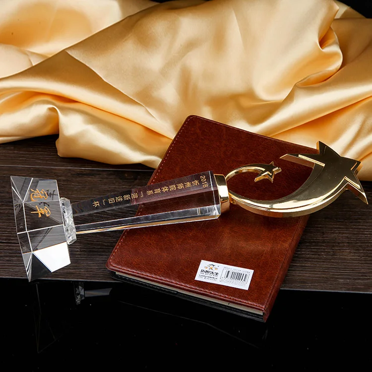 
Custom wholesale 3 colors k9 crystal trophy metal star for award 