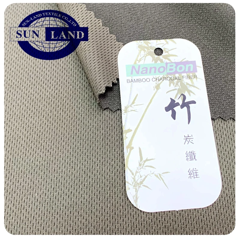 
50%bamboo carbon 50%SILVER ION polyester anti-bacterial dry fit knitting birdeye mesh fabric for sportswear 