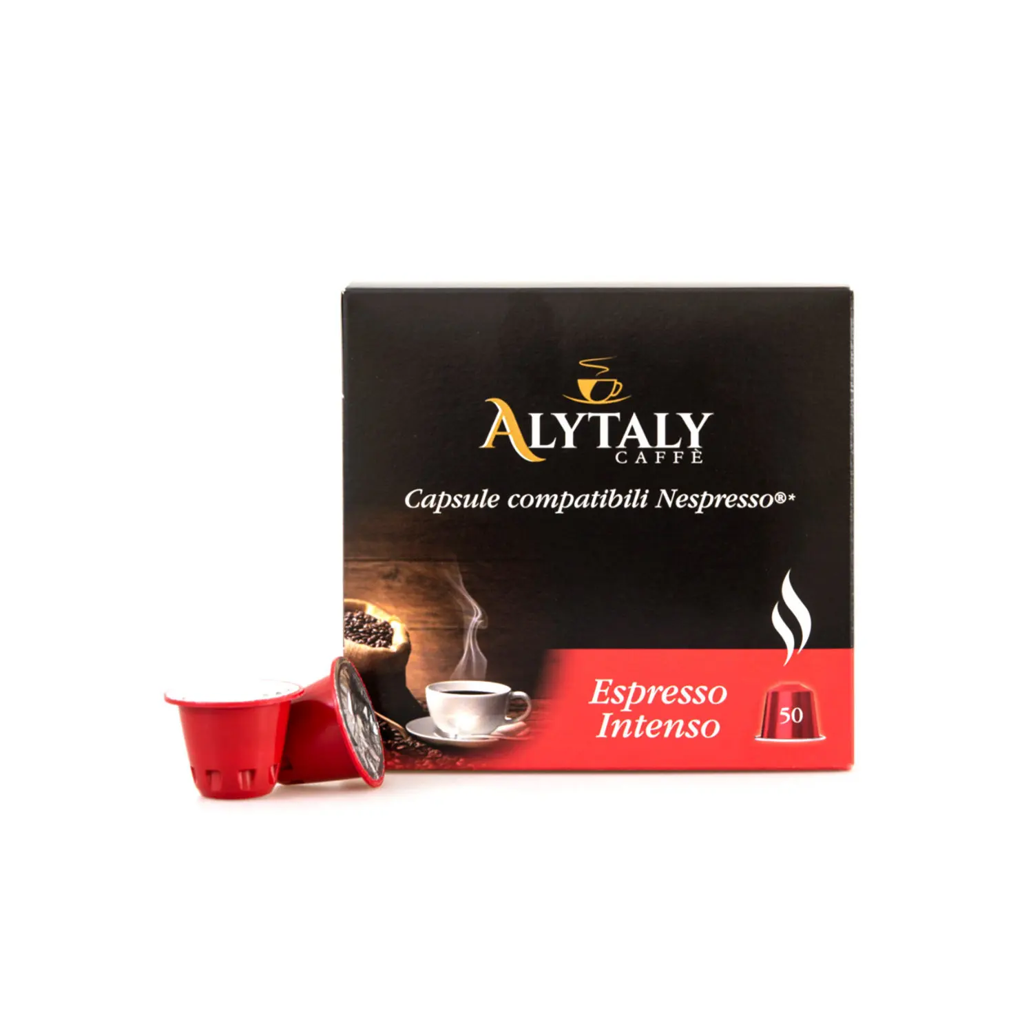 Box 50 Capsules Espresso Intense - Capsule Nespresso Compatible - Intense and Balanced Aroma - Italian Coffee