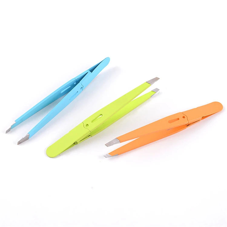 Best lady slant tip eyebrow hair tweezers plucker
